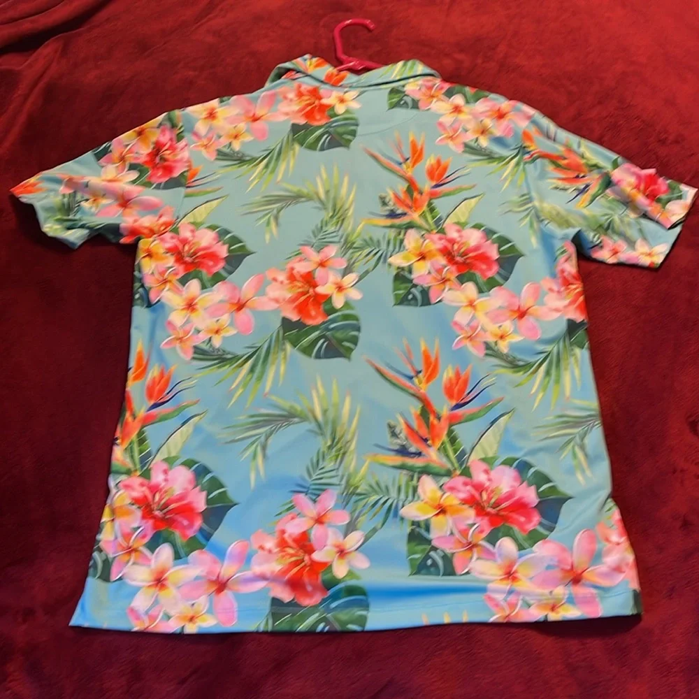 Bad Birdie mens polo shirt so soft dry fit Size XL beach floral pattern - Picture 6 of 7